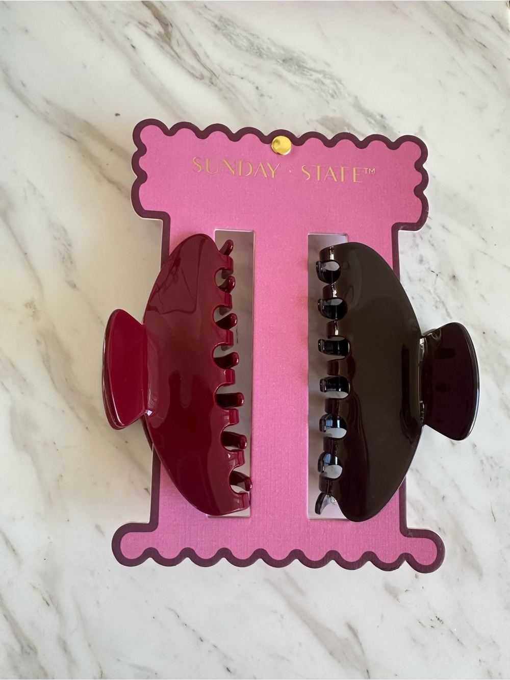 Kids 2-Pack Hair Claw Clips - Burgundy & Dark Brown